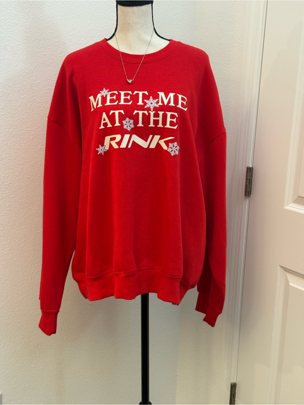 PINK Victoria's Secret Red 'Meet Me At The Rink' Crewneck Sweatshirt